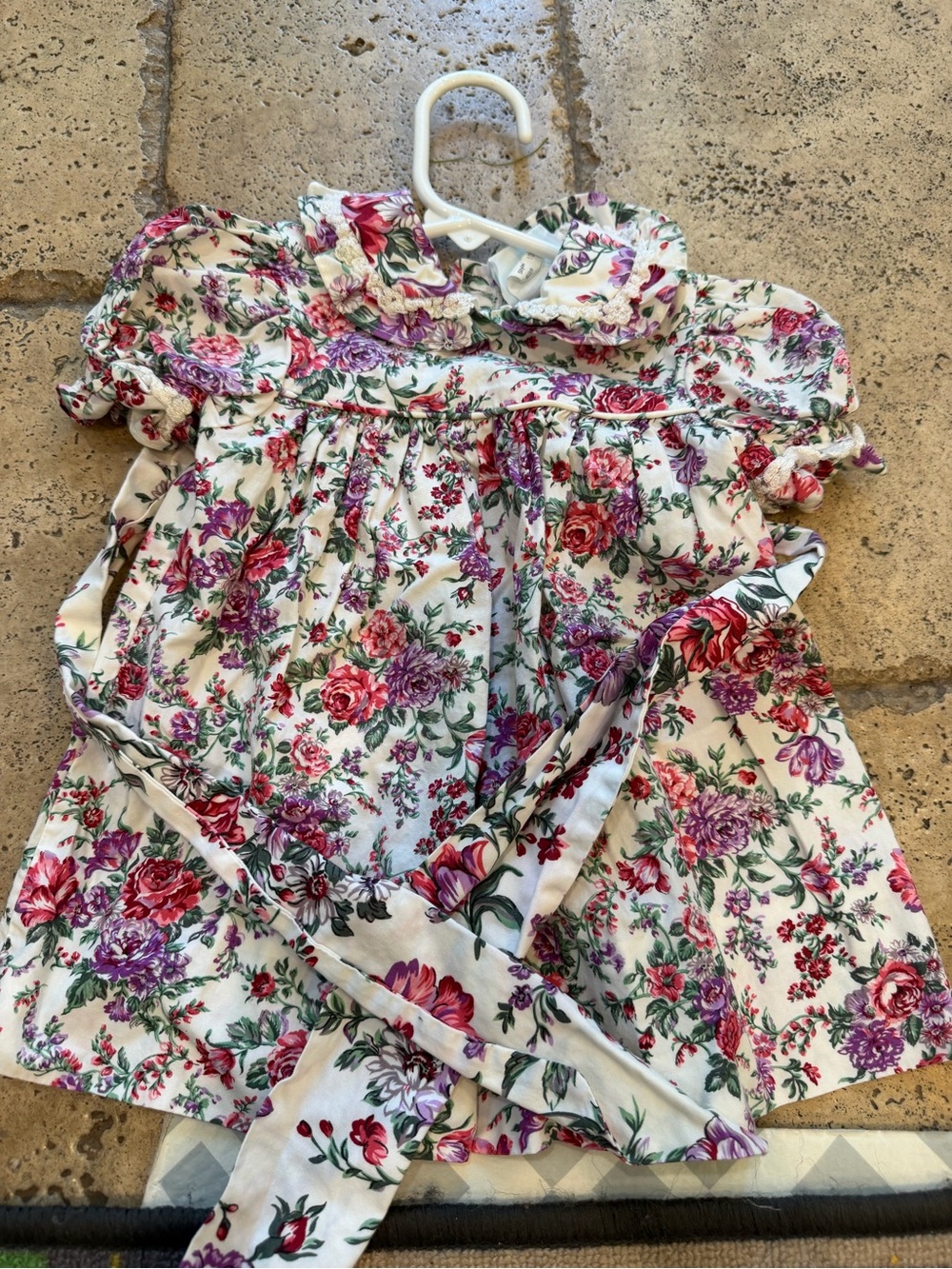 The Children Hour Floral Smocked Ruffle Baby Dress with Pink & Purple Flowers